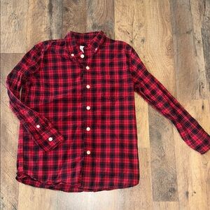 GAP Red & Black Plaid Dress Shirt Size S (6-7)